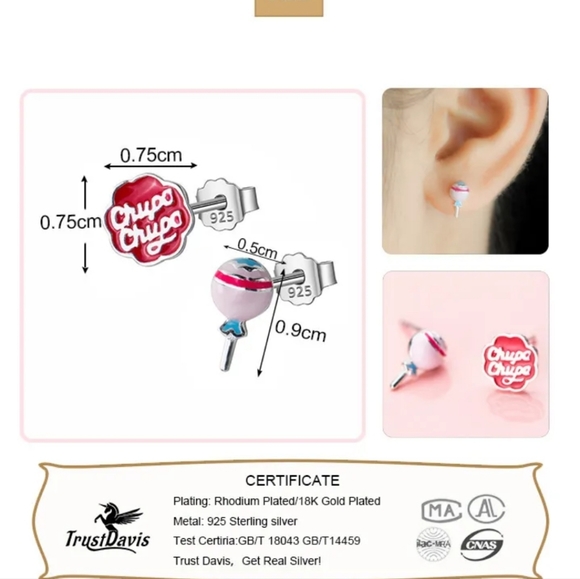 Chupa Chups Sterling Silver  Earrings - Picture 4 of 5